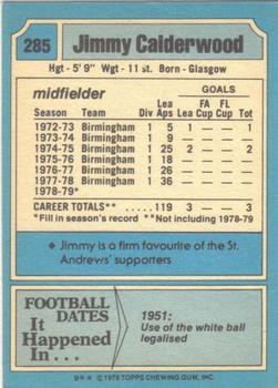 1979-80 Topps #285 Jim Calderwood Back