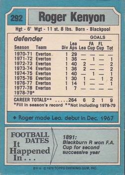 1979-80 Topps #292 Roger Kenyon Back