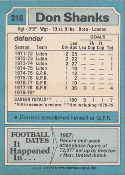 1979-80 Topps #316 Don Shanks Back