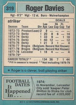 1979-80 Topps #319 Roger Davies Back