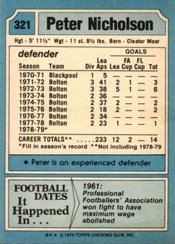 1979-80 Topps #321 Peter Nicholson Back