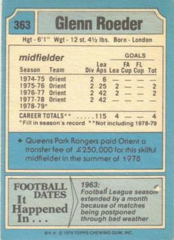 1979-80 Topps #363 Glenn Roeder Back