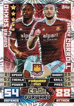 2014-15 Topps Match Attax Premier League Extra - Duo Cards #D20 Andy Caroll / Diafra Sakho Front