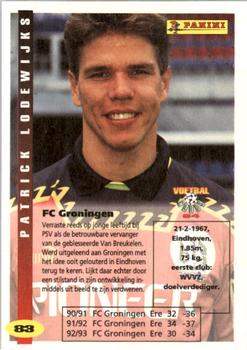 1994 Panini Voetbal Cards #83 Patrick Lodewijks Back