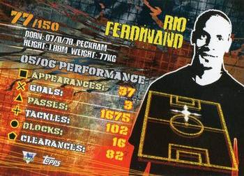 2007 Topps Premier Gold #77 Rio Ferdinand Back