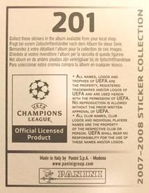 2007-08 Panini UEFA Champions League Stickers #201 Alvaro Arbeloa Back