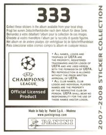 2007-08 Panini UEFA Champions League Stickers #333 Iker Casillas Back