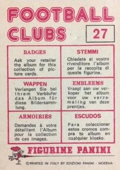 1975-76 Panini Football Clubs Stickers #27 Club Badge Back