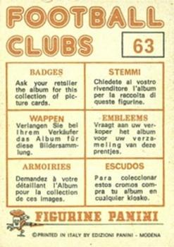 1975-76 Panini Football Clubs Stickers #63 Association Badge Back