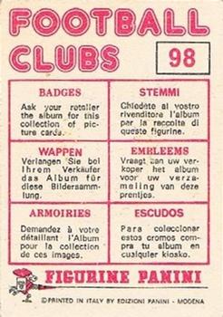 1975-76 Panini Football Clubs Stickers #98 Club Badge Back