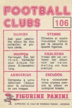 1975-76 Panini Football Clubs Stickers #106 Club Badge Back