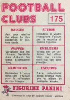 1975-76 Panini Football Clubs Stickers #175 Club Badge Back