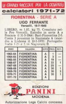 1971-72 Panini Calciatori #95 Ugo Ferrante Back