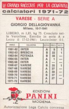 1971-72 Panini Calciatori #295 Giorgio Dellagiovanna Back