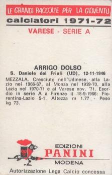 1971-72 Panini Calciatori #306 Arrigo Dolso Back