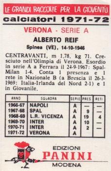 1971-72 Panini Calciatori #320 Alberto Reif Back