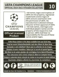 2010-11 Panini UEFA Champions League Stickers #10 Cristian Chivu Back