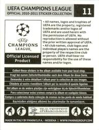 2010-11 Panini UEFA Champions League Stickers #11 Marco Materazzi Back