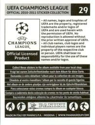 2010-11 Panini UEFA Champions League Stickers #29 Sebastian Prodl Back