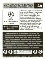 2010-11 Panini UEFA Champions League Stickers #44 Benoit Assou-Ekotto Back