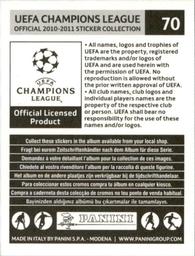 2010-11 Panini UEFA Champions League Stickers #70 Bryan Ruiz Back
