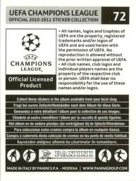2010-11 Panini UEFA Champions League Stickers #72 Marc Janko Back