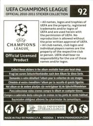 2010-11 Panini UEFA Champions League Stickers #92 Fabio Coenträo Back