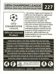 2010-11 Panini UEFA Champions League Stickers #227 Alexandros Tzorvas Back
