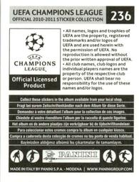 2010-11 Panini UEFA Champions League Stickers #236 Giorgos Karagounis Back