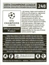 2010-11 Panini UEFA Champions League Stickers #248 Oscar Wendt Back