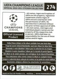 2010-11 Panini UEFA Champions League Stickers #274 Carlos Eduardo Back