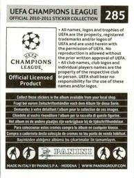 2010-11 Panini UEFA Champions League Stickers #285 Mark van Bommel Back