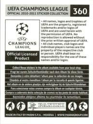 2010-11 Panini UEFA Champions League Stickers #360 Salomon Kalou Back