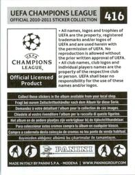 2010-11 Panini UEFA Champions League Stickers #416 Thiago Silva Back