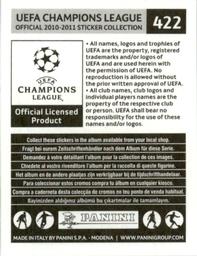 2010-11 Panini UEFA Champions League Stickers #422 Andrea Pirlo Back