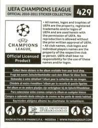 2010-11 Panini UEFA Champions League Stickers #429 Zlatan Ibrahimovic Back