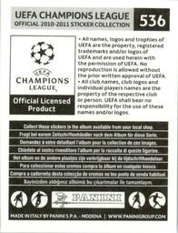 2010-11 Panini UEFA Champions League Stickers #536 Joseph Kizito Back