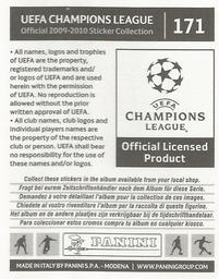 2009-10 Panini UEFA Champions League Stickers #171 Gonzalo Higuain Back