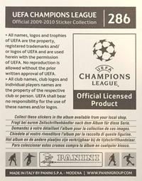 2009-10 Panini UEFA Champions League Stickers #286 Alberto Aquilani Back