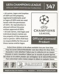 2009-10 Panini UEFA Champions League Stickers #347 Gerard Pique Back