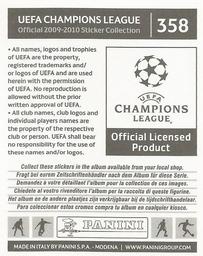 2009-10 Panini UEFA Champions League Stickers #358 Zlatan Ibrahimovic Back