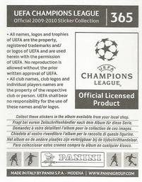 2009-10 Panini UEFA Champions League Stickers #365 Walter Samuel Back