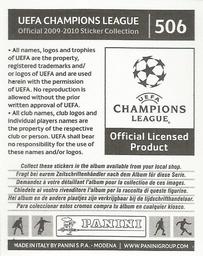2009-10 Panini UEFA Champions League Stickers #506 Brett Holman Back