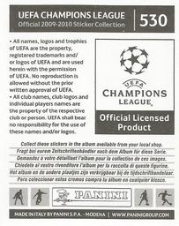 2009-10 Panini UEFA Champions League Stickers #530 Matt Derbyshire Back