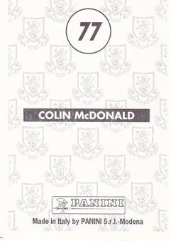 1996 Panini Scottish Premier League #77 Colin McDonald Back