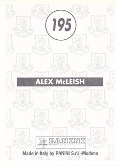 1996 Panini Scottish Premier League #195 Alex McLeish Back