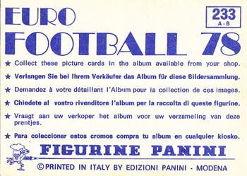 1977-78 Panini Euro Football 78 #233 Derek Parlane / Alan Rough Back