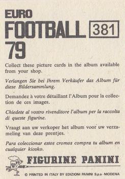 1978-79 Panini Euro Football 79 #381 Erich Burgener Back