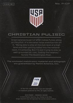 2018 Panini Eminence - Patch Autographs #P-CP Christian Pulisic Back