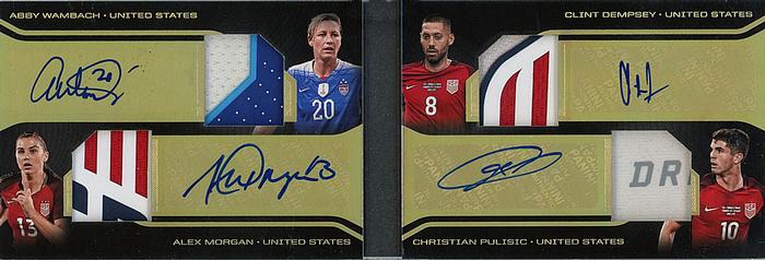 2018 Panini Eminence - Quad Patch Auto Booklet Gold #QP-USA Abby Wambach / Alex Morgan / Christian Pulisic / Clint Dempsey Front